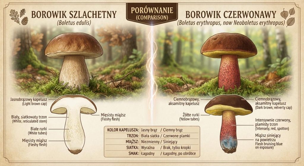 Borowik szlachetny kontra borowik czerwonawy